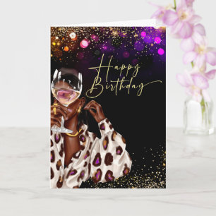 Afrikaanse Amerikaanse "Woman Birthday"-kaarten Kaart