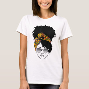 Afrikaanse Amerikaanse Woman Kente Cloth Headband  T-shirt