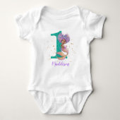 Afrikaanse Amerikaanse Zeemeermin 1 Birthday Baby  Romper (Voorkant)