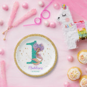 Afrikaanse Amerikaanse Zeemeermin 1e Birthday Pape Papieren Bordje (Feest)