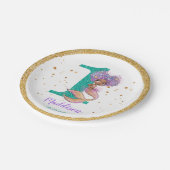 Afrikaanse Amerikaanse Zeemeermin 1e Birthday Pape Papieren Bordje (Gekanteld)