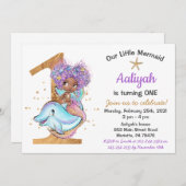 Afrikaanse Amerikaanse Zeemeermin 1e verjaardag Kaart (Voorkant / Achterkant)