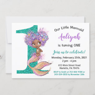 Afrikaanse Amerikaanse Zeemeermin 1e verjaardag Kaart