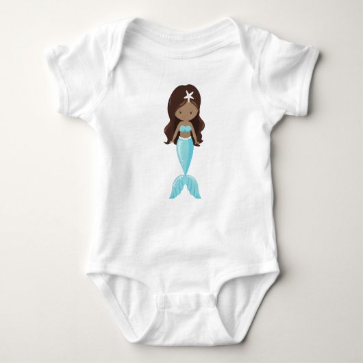 Afrikaanse Amerikaanse zeemeermin, Cute Mermaid, B Romper (Voorkant)