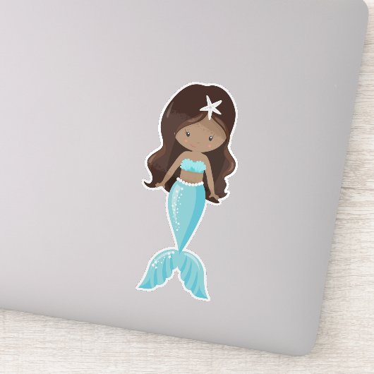 Afrikaanse Amerikaanse zeemeermin, Cute Mermaid, B Sticker (Detail)