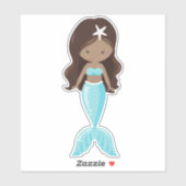 Afrikaanse Amerikaanse zeemeermin, Cute Mermaid, B Sticker (Vel)