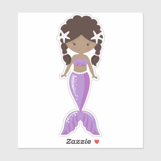 Afrikaanse Amerikaanse zeemeermin, Cute Mermaid, T Sticker (Vel)