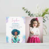 Afrikaanse Amerikaanse Zeemeermin Foto Verjaardag Kaart (Staand voorkant)