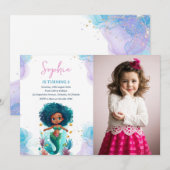 Afrikaanse Amerikaanse Zeemeermin Foto Verjaardag Kaart (Voorkant / Achterkant)