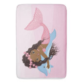 Afrikaanse Amerikaanse zeemeermin met Dolphin Bath Badmat (Voorkant Verticaal)