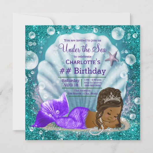 Afrikaanse Amerikaanse zeemeermin onder de Zee van Kaart (Voorkant)