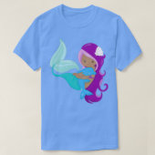 Afrikaanse Amerikaanse Zeemeermin Paars Hair Dolph T-shirt (Design voorkant)
