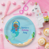 Afrikaanse Amerikaanse Zeemeerminnelijke meisjes B Papieren Bordje (Feest)