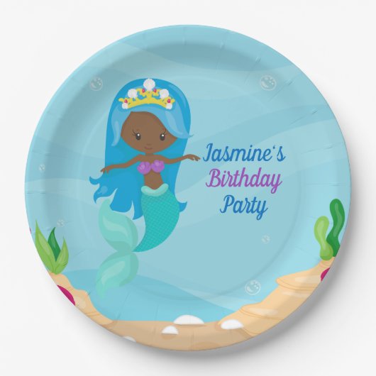 Afrikaanse Amerikaanse Zeemeerminnelijke meisjes B Papieren Bordje (Voorkant)