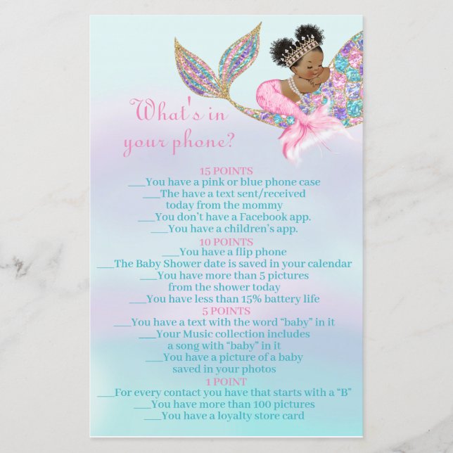 Afrikaanse Amerikaanse Zeemeerminnende baby wat in (Voorkant)