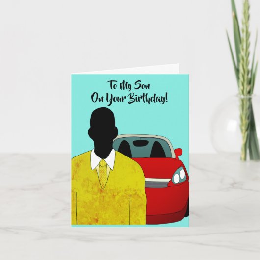 Afrikaanse Amerikaanse zoon Happy Birthday Kaart (Voorkant)
