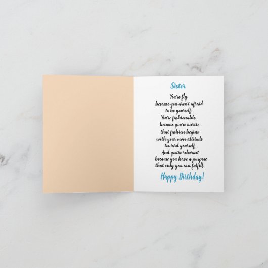 Afrikaanse Amerikaanse zuster Happy Birthday Kaart (Binnen)