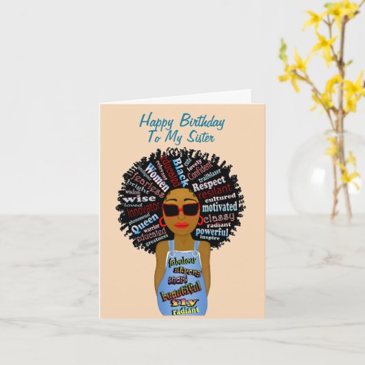 Afrikaanse Amerikaanse zuster Happy Birthday Kaart (Gele Bloem)