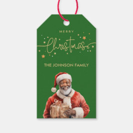 Afrikaanse Amerikaanse zwarte kerstman Cadeaulabel