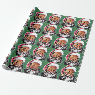 Afrikaanse Amerikaanse zwarte kerstman Cadeaupapier