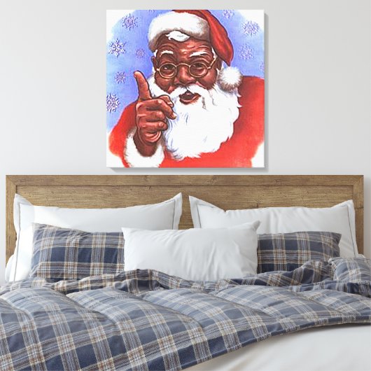 Afrikaanse Amerikaanse zwarte kerstman Canvas Afdruk (Insitu (Slaapkamer))