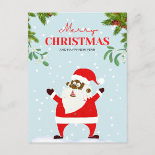 Afrikaanse Amerikaanse zwarte kerstman Feestdagenkaart