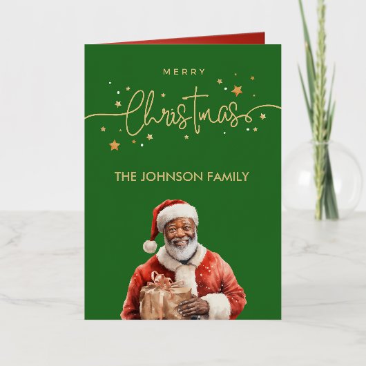 Afrikaanse Amerikaanse zwarte kerstman Folie Wenskaart (Voorkant)