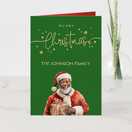 Afrikaanse Amerikaanse zwarte kerstman Folie Wenskaart