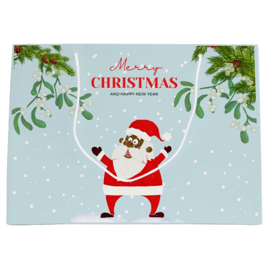 Afrikaanse Amerikaanse zwarte kerstman Groot Cadeauzakje (Voorkant)
