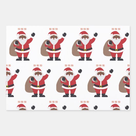 Afrikaanse Amerikaanse zwarte kerstman Inpakpapier Vel (Voorkant)
