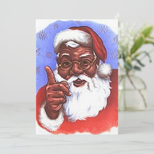 Afrikaanse Amerikaanse zwarte kerstman Kaart (Staand voorkant)