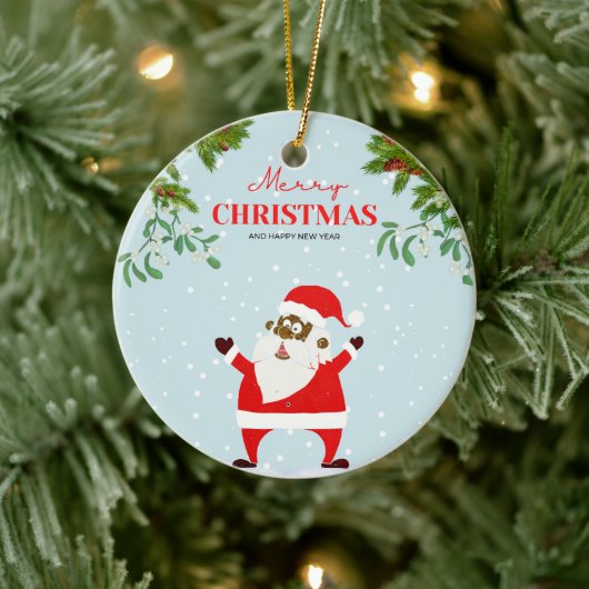 Afrikaanse Amerikaanse zwarte kerstman Keramisch Ornament (Boom)