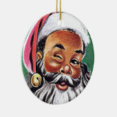 Afrikaanse Amerikaanse zwarte kerstman Keramisch Ornament (Rechts)