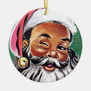 Afrikaanse Amerikaanse zwarte kerstman Keramisch Ornament
