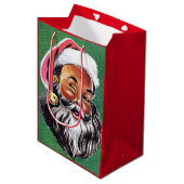 Afrikaanse Amerikaanse zwarte kerstman Medium Cadeauzakje (Voorkant Gekanteld)