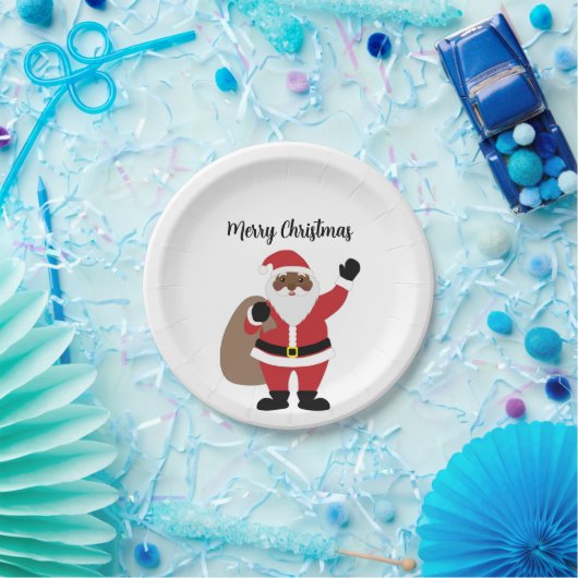 Afrikaanse Amerikaanse zwarte kerstman Papieren Bordje (Feest)