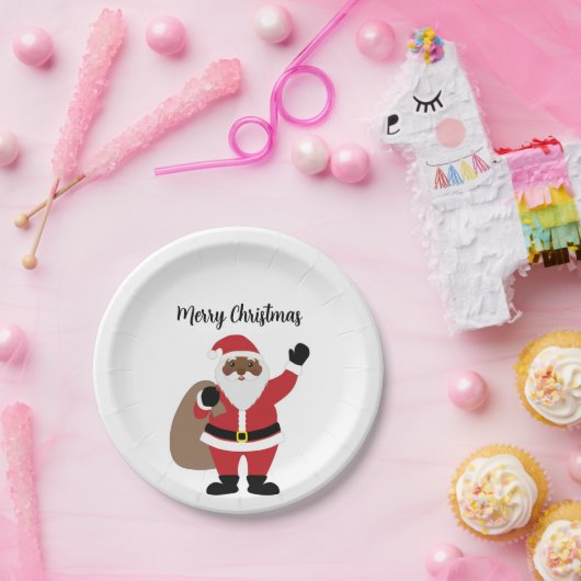 Afrikaanse Amerikaanse zwarte kerstman Papieren Bordje (Feest)