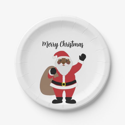 Afrikaanse Amerikaanse zwarte kerstman Papieren Bordje (Voorkant)