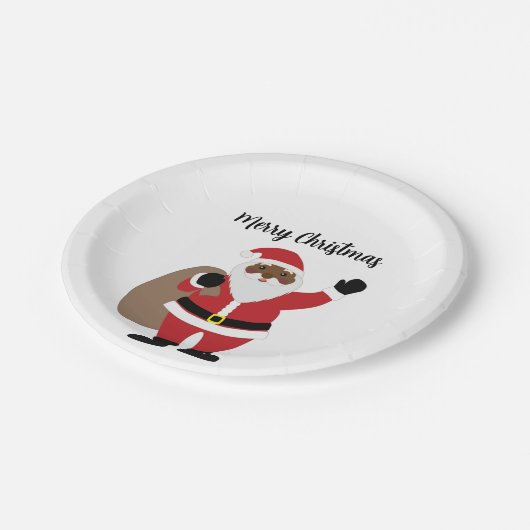 Afrikaanse Amerikaanse zwarte kerstman Papieren Bordje (Gekanteld)