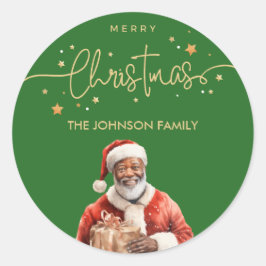 Afrikaanse Amerikaanse zwarte kerstman Ronde Sticker