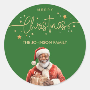 Afrikaanse Amerikaanse zwarte kerstman Ronde Sticker