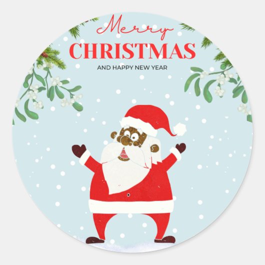 Afrikaanse Amerikaanse zwarte kerstman Ronde Sticker (Voorkant)