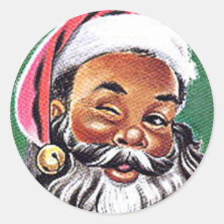 Afrikaanse Amerikaanse zwarte kerstman Ronde Sticker