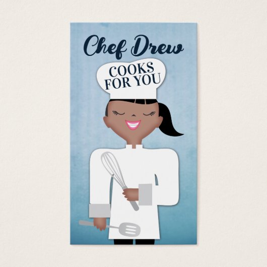 Afrikaanse Amerikaanse zwarte vrouw kookt chef-kok Visitekaartje (Voorkant)