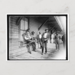 Afrikaanse Amerikanen wachten op de Boat c1902 Briefkaart