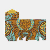 Afrikaanse Ankara Aqua Bruin Gouden Bloemen Bedankdoosjes (Uitgevouwen)