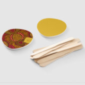 Afrikaanse Ankara Blauw Goud Bloemen Hand Fans Handwaaier (Niet-gemonteerd)