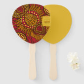 Afrikaanse Ankara Blauw Goud Bloemen Hand Fans Handwaaier (Voorkant en achterkant)