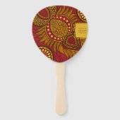 Afrikaanse Ankara Blauw Goud Bloemen Hand Fans Handwaaier (Voorkant)