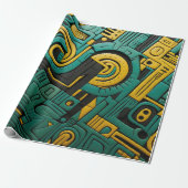 Afrikaanse Ankara Emerald Matrix Cadeaupapier (Uitgerold)